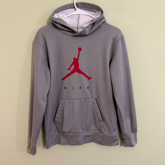 Nike air Jordan Gray Hoodie sweatshirt with Red Logo size XL - Picture 1 of 5